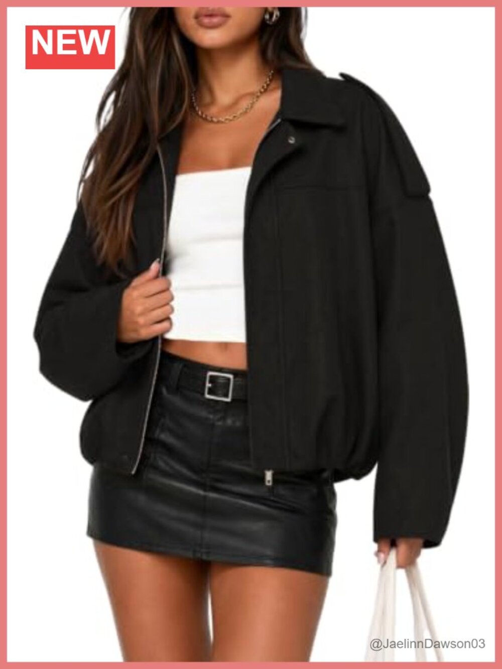 Faux Suede Bomber Jacket Oversized Batwing Sleeve Zip Up Cropped
